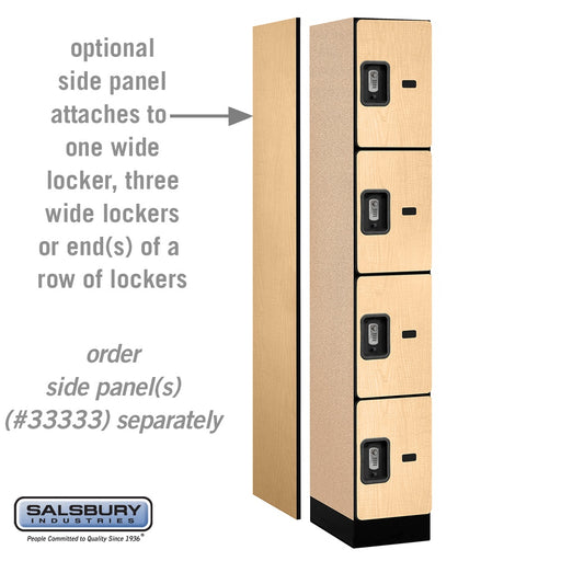 Salsbury 12" Wide Four Tier Designer Wood Locker - 1 Wide - 6 Feet High - 18 Inches Deep - Maple - Silver Resettable Combination Locks - Sweatfully