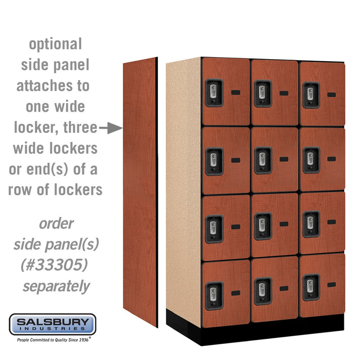 Salsbury 12" Wide Four Tier Designer Wood Locker - 3 Wide - 5 Feet High - 21 Inches Deep - Cherry - Silver Resettable Combination Locks - Sweatfully