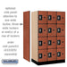 Salsbury 12" Wide Four Tier Designer Wood Locker - 3 Wide - 5 Feet High - 21 Inches Deep - Cherry - Silver Resettable Combination Locks - Sweatfully
