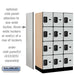 Salsbury 12" Wide Four Tier Designer Wood Locker - 3 Wide - 5 Feet High - 21 Inches Deep - Gray - Black Resettable Combination Locks - Sweatfully