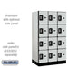 Salsbury 12" Wide Four Tier Designer Wood Locker - 3 Wide - 5 Feet High - 21 Inches Deep - Gray - Silver Resettable Combination Locks - Sweatfully