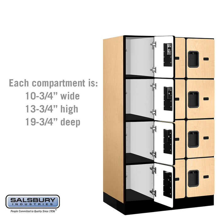 Salsbury 12" Wide Four Tier Designer Wood Locker - 3 Wide - 5 Feet High - 21 Inches Deep - Maple - Hasps - Sweatfully