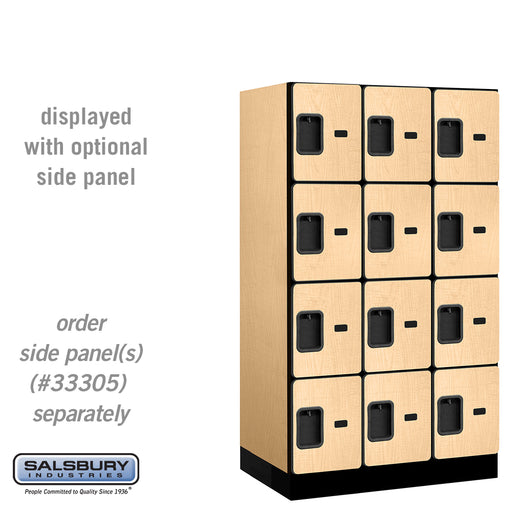 Salsbury 12" Wide Four Tier Designer Wood Locker - 3 Wide - 5 Feet High - 21 Inches Deep - Maple - Hasps - Sweatfully