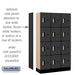 Salsbury 12" Wide Four Tier Designer Wood Locker - 3 Wide - 5 Feet High - 15 Inches Deep - Black - Silver Electronic Locks - Sweatfully