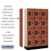 Salsbury 12" Wide Four Tier Designer Wood Locker - 3 Wide - 5 Feet High - 15 Inches Deep - Cherry - Black Electronic Locks - Sweatfully