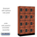 Salsbury 12" Wide Four Tier Designer Wood Locker - 3 Wide - 5 Feet High - 15 Inches Deep - Cherry - Black Electronic Locks - Sweatfully