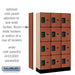 Salsbury 12" Wide Four Tier Designer Wood Locker - 3 Wide - 5 Feet High - 15 Inches Deep - Cherry - Hasps - Sweatfully