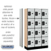 Salsbury 12" Wide Four Tier Designer Wood Locker - 3 Wide - 5 Feet High - 15 Inches Deep - Gray - Black Electronic Locks - Sweatfully
