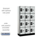 Salsbury 12" Wide Four Tier Designer Wood Locker - 3 Wide - 5 Feet High - 15 Inches Deep - Gray - Silver Resettable Combination Locks - Sweatfully