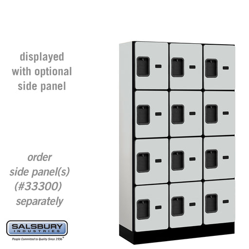 Salsbury 12" Wide Four Tier Designer Wood Locker - 3 Wide - 5 Feet High - 15 Inches Deep - Gray - Hasps - Sweatfully