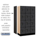Salsbury 12" Wide Four Tier Designer Wood Locker - 3 Wide - 5 Feet High - 18 Inches Deep - Black - Black Electronic Locks - Sweatfully