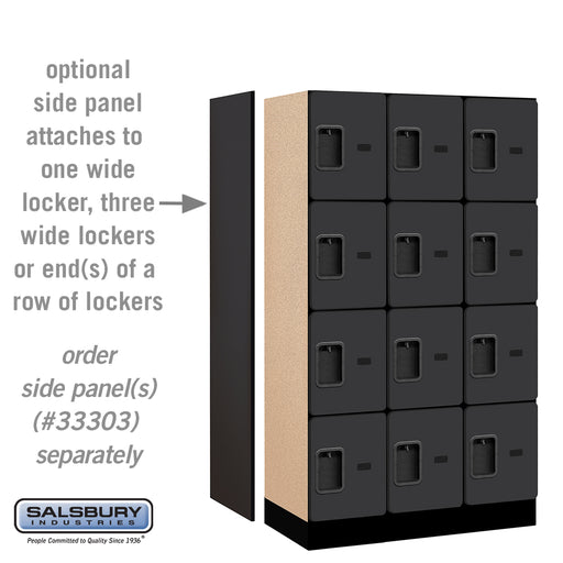 Salsbury 12" Wide Four Tier Designer Wood Locker - 3 Wide - 5 Feet High - 18 Inches Deep - Black - Hasps - Sweatfully