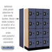 Salsbury 12" Wide Four Tier Designer Wood Locker - 3 Wide - 5 Feet High - 18 Inches Deep - Blue - Silver Resettable Combination Locks - Sweatfully