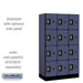 Salsbury 12" Wide Four Tier Designer Wood Locker - 3 Wide - 5 Feet High - 18 Inches Deep - Blue - Silver Resettable Combination Locks - Sweatfully