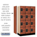 Salsbury 12" Wide Four Tier Designer Wood Locker - 3 Wide - 5 Feet High - 18 Inches Deep - Cherry - Black Resettable Combination Locks - Sweatfully