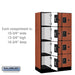 Salsbury 12" Wide Four Tier Designer Wood Locker - 3 Wide - 5 Feet High - 18 Inches Deep - Cherry - Black Resettable Combination Locks - Sweatfully