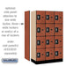 Salsbury 12" Wide Four Tier Designer Wood Locker - 3 Wide - 5 Feet High - 18 Inches Deep - Cherry - Silver Resettable Combination Locks - Sweatfully