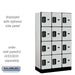Salsbury 12" Wide Four Tier Designer Wood Locker - 3 Wide - 5 Feet High - 18 Inches Deep - Gray - Black Electronic Locks - Sweatfully