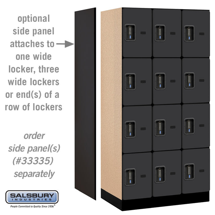 Salsbury 12" Wide Four Tier Designer Wood Locker - 3 Wide - 6 Feet High - 21 Inches Deep - Black - Black Electronic Locks - Sweatfully