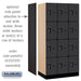 Salsbury 12" Wide Four Tier Designer Wood Locker - 3 Wide - 6 Feet High - 21 Inches Deep - Black - Black Electronic Locks - Sweatfully