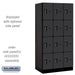 Salsbury 12" Wide Four Tier Designer Wood Locker - 3 Wide - 6 Feet High - 21 Inches Deep - Black - Black Electronic Locks - Sweatfully