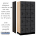 Salsbury 12" Wide Four Tier Designer Wood Locker - 3 Wide - 6 Feet High - 21 Inches Deep - Black - Hasps - Sweatfully