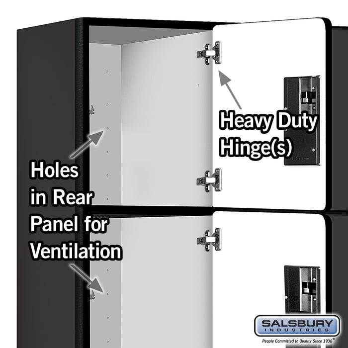 Salsbury 12" Wide Four Tier Designer Wood Locker - 3 Wide - 6 Feet High - 21 Inches Deep - Black - Hasps - Sweatfully