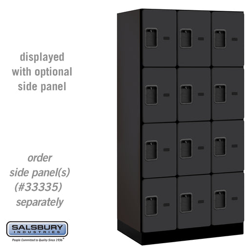 Salsbury 12" Wide Four Tier Designer Wood Locker - 3 Wide - 6 Feet High - 21 Inches Deep - Black - Hasps - Sweatfully