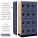 Salsbury 12" Wide Four Tier Designer Wood Locker - 3 Wide - 6 Feet High - 21 Inches Deep - Blue - Black Resettable Combination Locks - Sweatfully