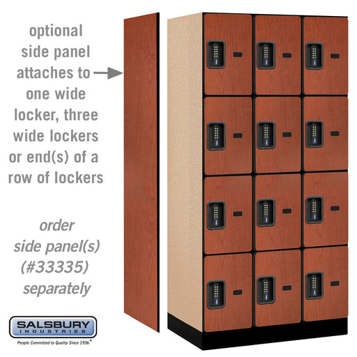 Salsbury 12" Wide Four Tier Designer Wood Locker - 3 Wide - 6 Feet High - 21 Inches Deep - Cherry - Black Electronic Locks - Sweatfully