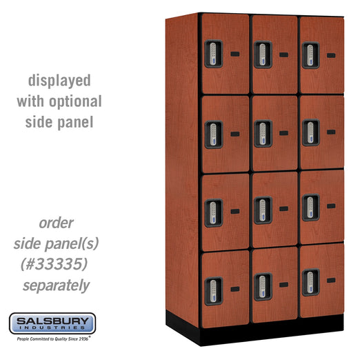 Salsbury 12" Wide Four Tier Designer Wood Locker - 3 Wide - 6 Feet High - 21 Inches Deep - Cherry - Silver Electronic Locks - Sweatfully