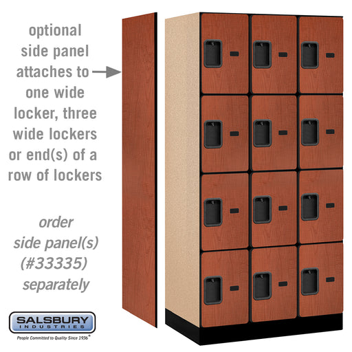 Salsbury 12" Wide Four Tier Designer Wood Locker - 3 Wide - 6 Feet High - 21 Inches Deep - Cherry - Hasps - Sweatfully
