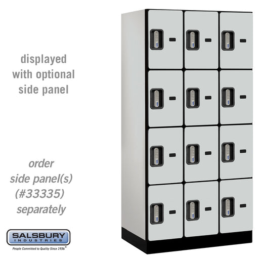 Salsbury 12" Wide Four Tier Designer Wood Locker - 3 Wide - 6 Feet High - 21 Inches Deep - Gray - Silver Electronic Locks - Sweatfully