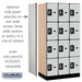 Salsbury 12" Wide Four Tier Designer Wood Locker - 3 Wide - 6 Feet High - 21 Inches Deep - Gray - Silver Resettable Combination Locks - Sweatfully