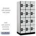 Salsbury 12" Wide Four Tier Designer Wood Locker - 3 Wide - 6 Feet High - 21 Inches Deep - Gray - Silver Resettable Combination Locks - Sweatfully