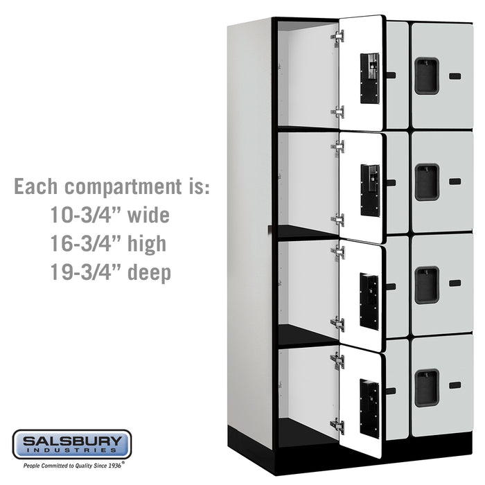Salsbury 12" Wide Four Tier Designer Wood Locker - 3 Wide - 6 Feet High - 21 Inches Deep - Gray - Hasps - Sweatfully