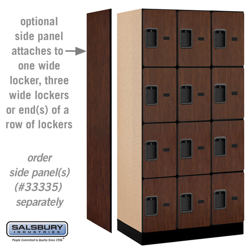 Salsbury 12" Wide Four Tier Designer Wood Locker - 3 Wide - 6 Feet High - 21 Inches Deep - Mahogany - Hasps - Sweatfully