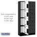 Salsbury 12" Wide Four Tier Designer Wood Locker - 3 Wide - 6 Feet High - 15 Inches Deep - Black - Black Electronic Locks - Sweatfully