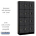 Salsbury 12" Wide Four Tier Designer Wood Locker - 3 Wide - 6 Feet High - 15 Inches Deep - Black - Silver Electronic Locks - Sweatfully