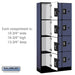 Salsbury 12" Wide Four Tier Designer Wood Locker - 3 Wide - 6 Feet High - 15 Inches Deep - Blue - Silver Resettable Combination Locks - Sweatfully