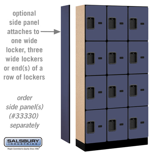 Salsbury 12" Wide Four Tier Designer Wood Locker - 3 Wide - 6 Feet High - 15 Inches Deep - Blue - Hasps - Sweatfully