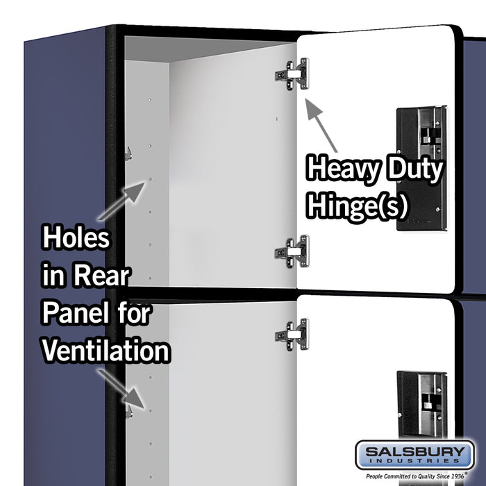 Salsbury 12" Wide Four Tier Designer Wood Locker - 3 Wide - 6 Feet High - 15 Inches Deep - Blue - Hasps - Sweatfully