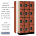Salsbury 12" Wide Four Tier Designer Wood Locker - 3 Wide - 6 Feet High - 15 Inches Deep - Cherry - Silver Electronic Locks - Sweatfully