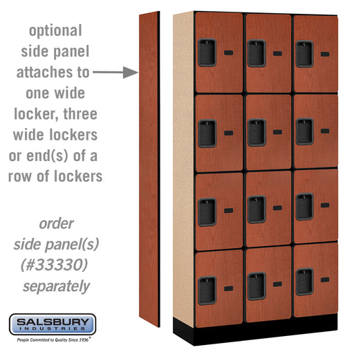 Salsbury 12" Wide Four Tier Designer Wood Locker - 3 Wide - 6 Feet High - 15 Inches Deep - Cherry - Hasps - Sweatfully