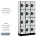 Salsbury 12" Wide Four Tier Designer Wood Locker - 3 Wide - 6 Feet High - 15 Inches Deep - Gray - Black Electronic Locks - Sweatfully