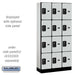 Salsbury 12" Wide Four Tier Designer Wood Locker - 3 Wide - 6 Feet High - 15 Inches Deep - Gray - Black Resettable Combination Locks - Sweatfully