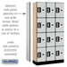 Salsbury 12" Wide Four Tier Designer Wood Locker - 3 Wide - 6 Feet High - 15 Inches Deep - Gray - Silver Electronic Locks - Sweatfully