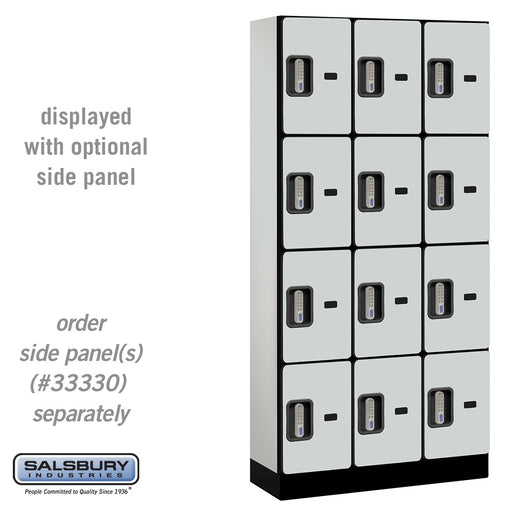 Salsbury 12" Wide Four Tier Designer Wood Locker - 3 Wide - 6 Feet High - 15 Inches Deep - Gray - Silver Electronic Locks - Sweatfully