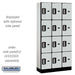 Salsbury 12" Wide Four Tier Designer Wood Locker - 3 Wide - 6 Feet High - 15 Inches Deep - Gray - Silver Electronic Locks - Sweatfully