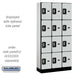 Salsbury 12" Wide Four Tier Designer Wood Locker - 3 Wide - 6 Feet High - 15 Inches Deep - Gray - Silver Resettable Combination Locks - Sweatfully